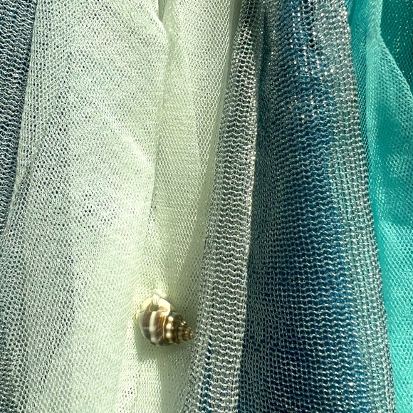 Billie Blush Seashell Skirt Tulle multi-color Blue elastic band waist kids sz 6. - Picture 7 of 10